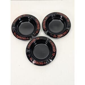 Vintage Hotel El Rancho Las Vegas Ashtray Set Japan Casino‎ Glass Decor Lot of 3